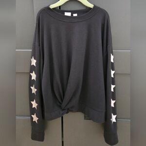 GAP Kids' Black Long Sleeve Tee W/Silver Metallic Stars